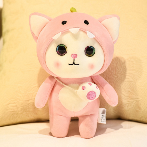 Игрушка-подушка "Котя в кигуруми" (розовый) 24см