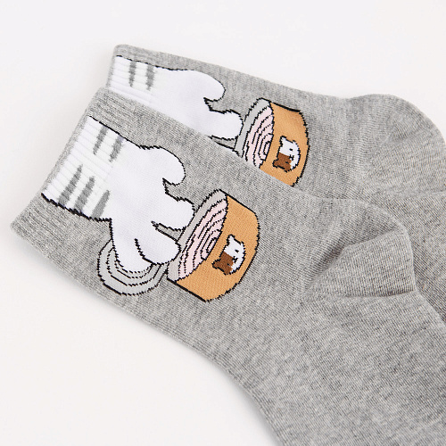 Носки "Лапка с едой" (серый)