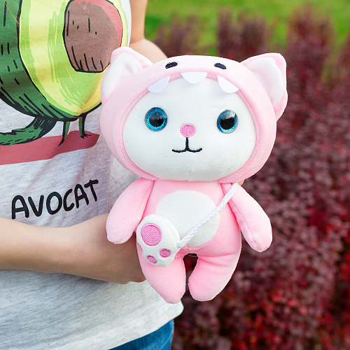 Игрушка-подушка "Котя в кигуруми" (розовый) 24см