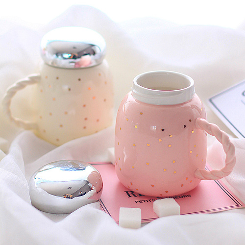 Кружка с крышкой "Маршмеллоу" (бежевая)