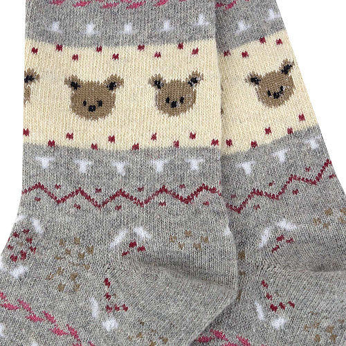 Носки теплые "Мишка" (серые с бежевым)