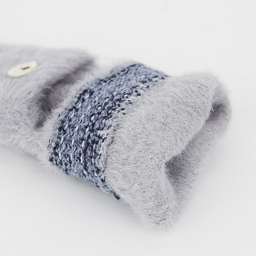 Варежки пушистые медведи (светло-серые)