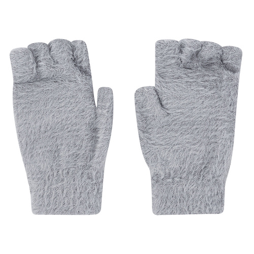 Варежки пушистые медведи (светло-серые)