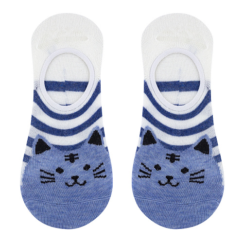Носки "Мордашки" голубые (кот с полосками)
