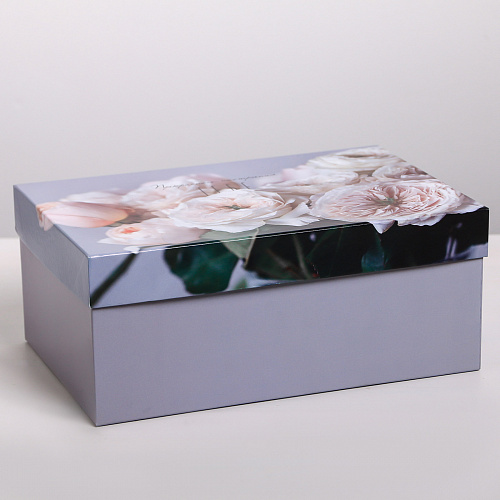 Подарочная коробка «Цветы», 28 х 18,5 х 11,5 см (тебе серая)