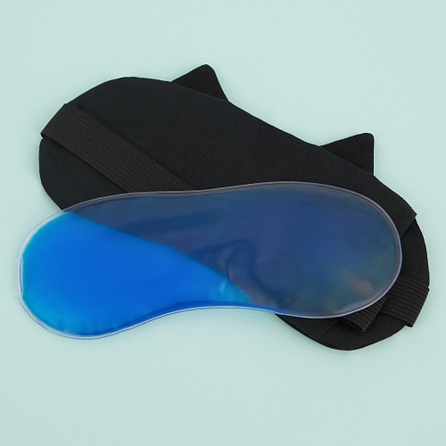 Маска для сна с ушками "Котик" (черная)