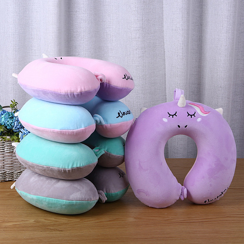 Подушка для путешествий "Единорог спит", Memory Foam  (мята)
