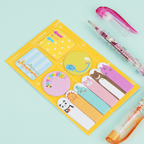 Набор стикеров для записей разного размера (желтый)