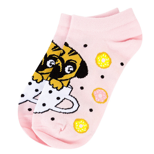 Носки короткие "Чашка и мопс", разм.35-39