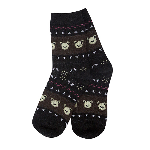Носки теплые "Мишка" (черные с коричневым)