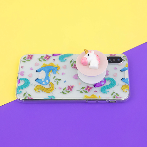 Держатель для телефона/попсокет "Голова единорога" (розовый)