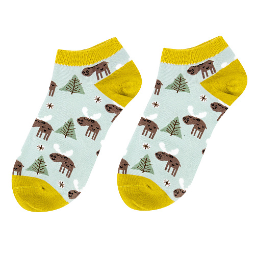 Носки короткие "Лоси" (желто-голубые)