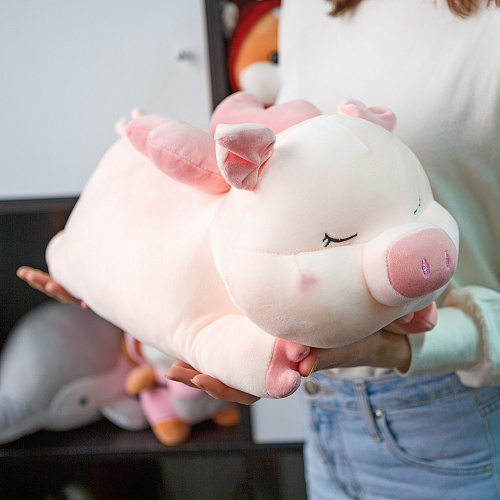 Игрушка-подушка "Свинка-ангел с пледом"