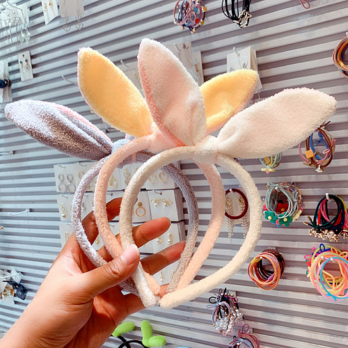 Ободок-повязка "Ушки зайки" (серый с розовым)