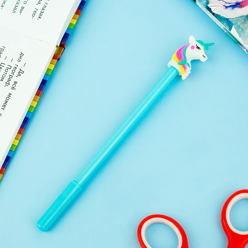 Ручка "Единорог радужный" голубой