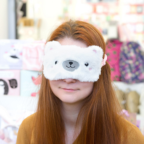 Маска для сна "Мишка" (белая)