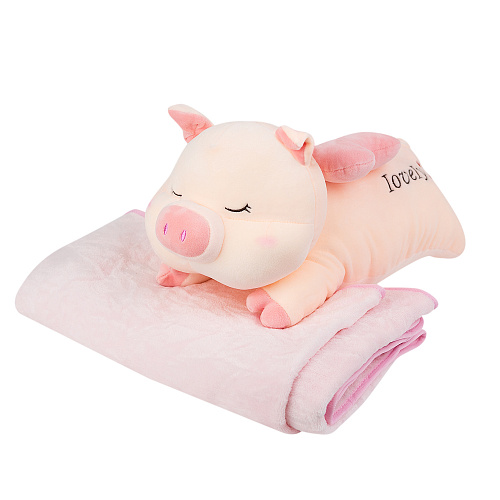 Игрушка-подушка "Свинка-ангел с пледом"