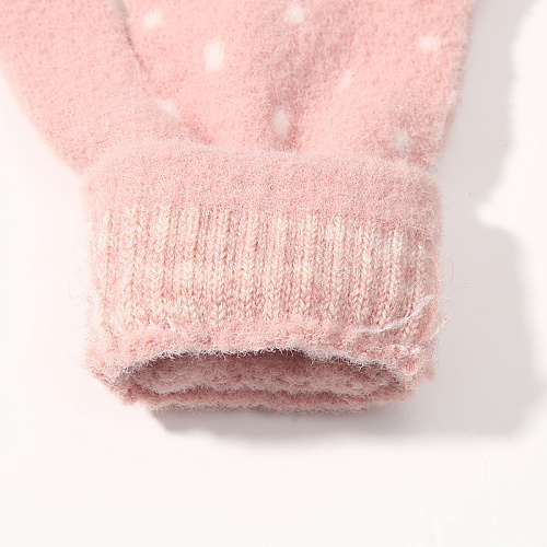 Перчатки сенсорные "Горошки", розовые