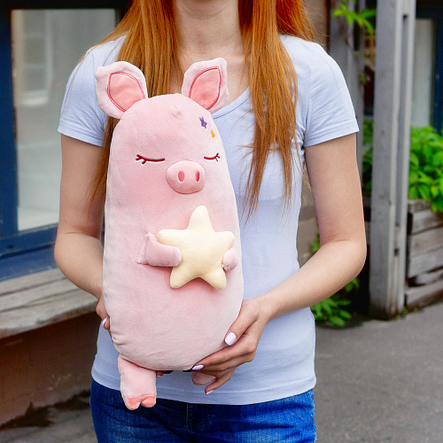 Игрушка-подушка "Свинка со звездой" (розовая)