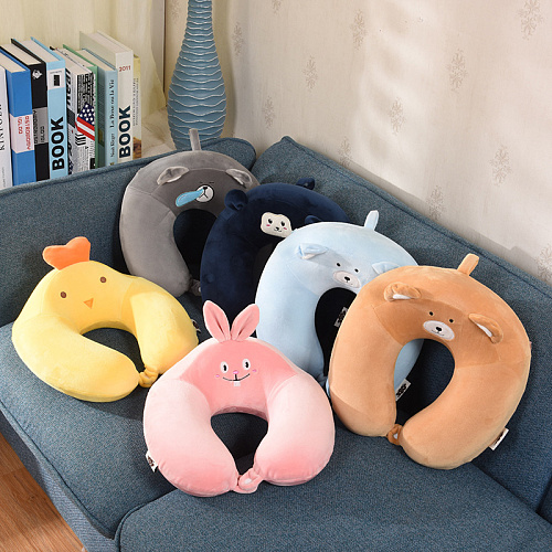 Подушка для путешествий "Собачка с ушками", Memory Foam (коричневая)