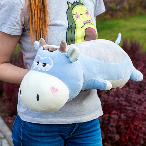 Игрушка-подушка "Бычок" (голубой) 50см