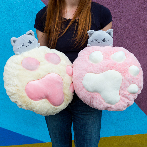 Игрушка-подушка "Котик с пледом" (розовая) 35*40см