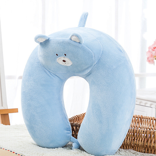 Подушка для путешествий "Мишка", Memory Foam (голубая)