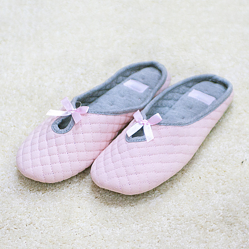 Тапочки с бантом стеганые (розовые)