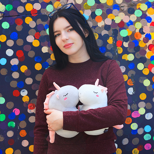 Игрушка-подушка "Единорог с сердечком" (серый)