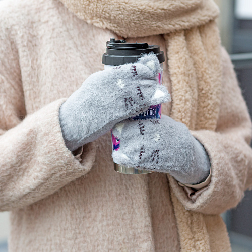 Варежки "Котики" (серые)