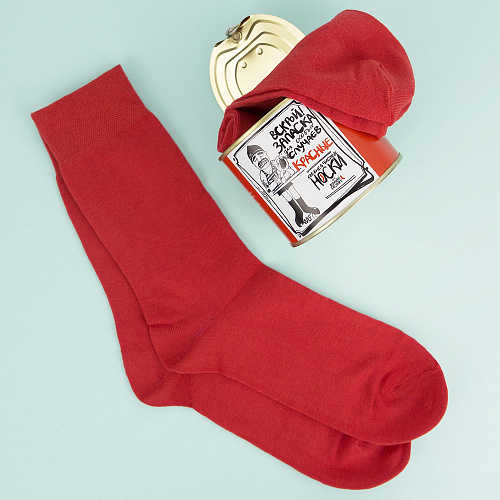 Носки в банке "Мужские красные" new