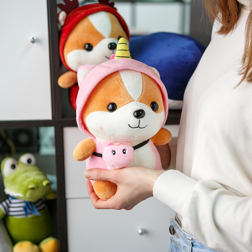 Игрушка-подушка "Корги в кигуруми" (единорог), 25 см