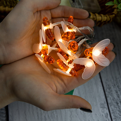 Гирлянда "Пчелки" (теплый белый), LED, батарейка