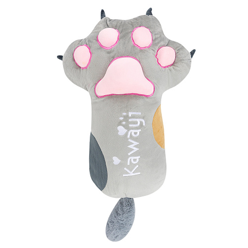 Игрушка-подушка "Лапа с пледом" (серая) 52см