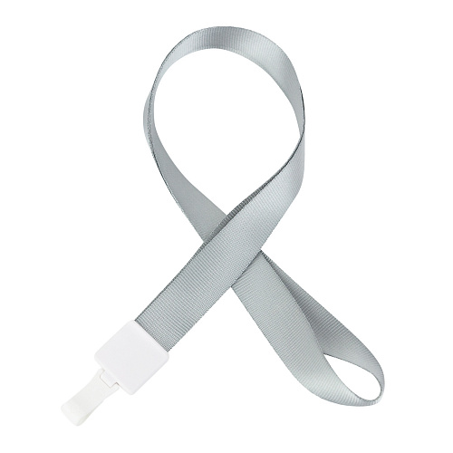 Шнурок для бейджей с пластиковым карабином (серый)