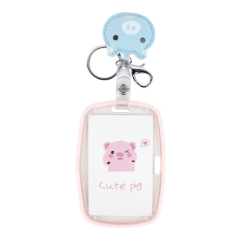 Брелок-кардхолдер с карабином "Свинка розовая"