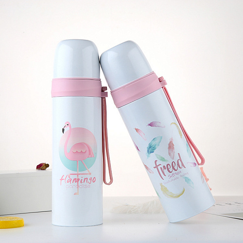 Термос с ремешком "Фламинго"