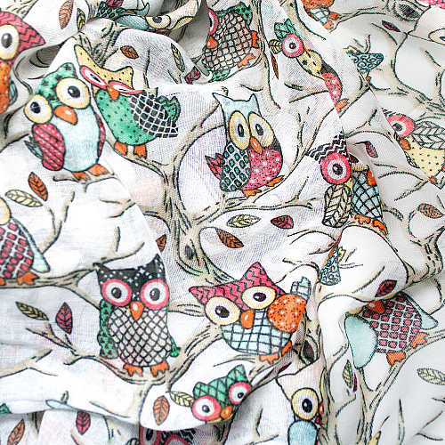 Шарф "Совы" (белый)