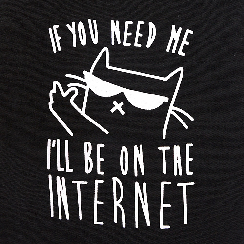 Эко-сумка шоппер с принтом "Internet cat" (черная)