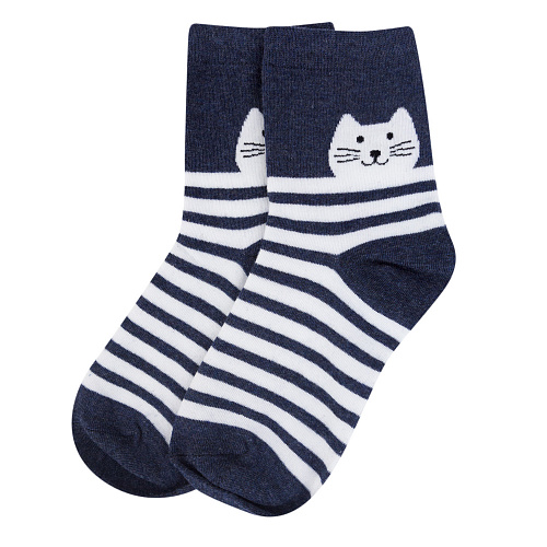 Носки "Котейка" (синие в полоску)