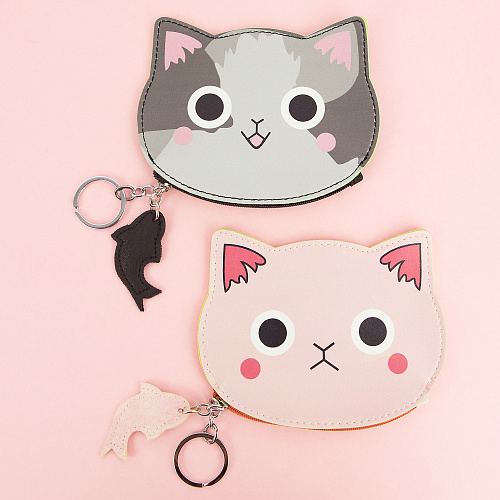 Кошелек для мелочи "Котик" (серый)