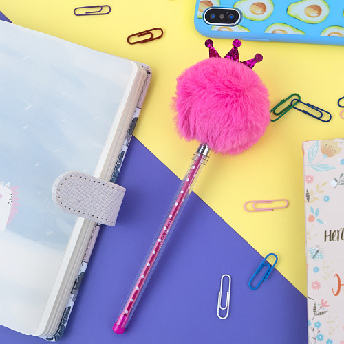 Ручка "Pom Pom" (маджента с короной)