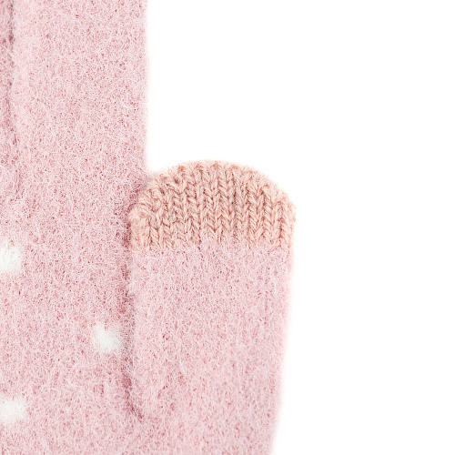 Перчатки сенсорные "Горошки", розовые