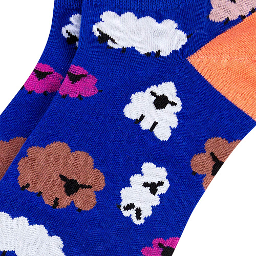 Носки короткие "Овечки" (сине-розовые)