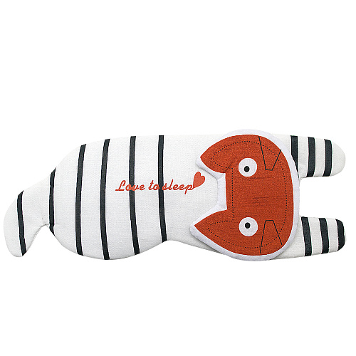 Маска для сна "Котик в полоску" (белая)