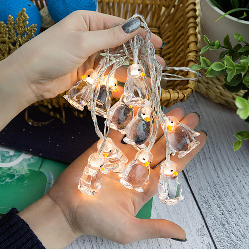 Гирлянда "Пингвины" (теплый белый), LED, батарейка