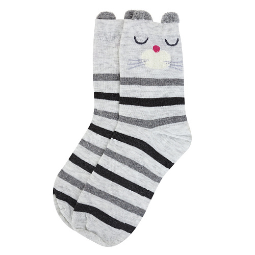 Носки "Котейка" (белые в полоску)