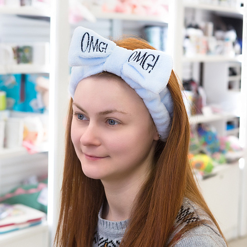 Повязка на голову "OMG!", голубой