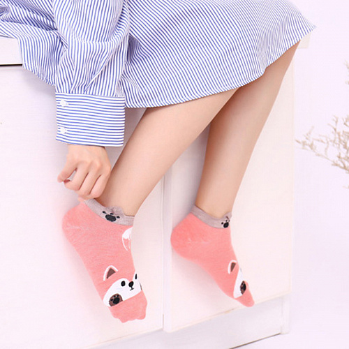 Носки короткие "Собачка" (розовые)