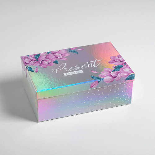  Подарочная коробка «Цветы - Металлик», 26 х 17 х 10 см